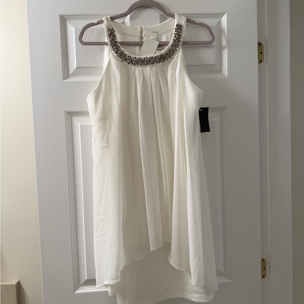Enfocus Studio Ivory Dress with Embellished Neckline